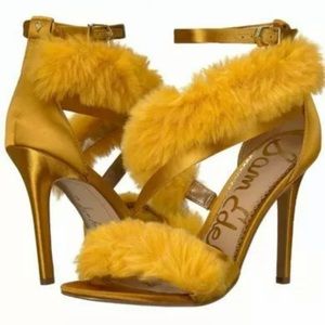 Sam Edelman Adelle Satin and Faux Fur Pumps sz 6